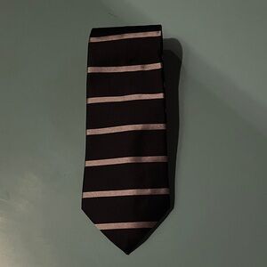 Tommy Hilfiger Black and Gray Striped Tie